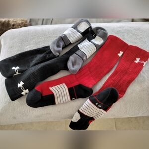 Black and Red Athletic Socks Set. Size L